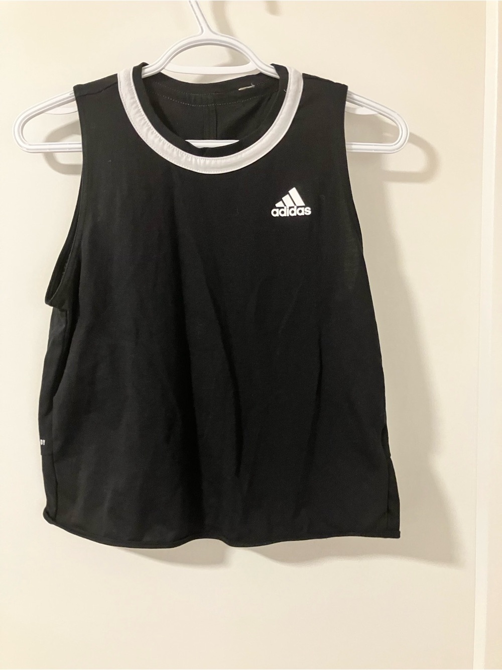 adidas Black Tank Top with White Collar Trim